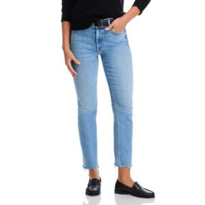 MOTHER Petites Lil Mid Rise Dazzler Ankle Jeans in Blessing In Disguise in Blue